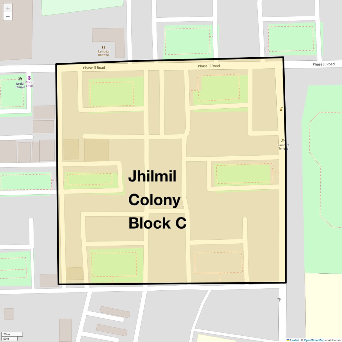 Location Map of Jhilmil Colony Block C, Delhi