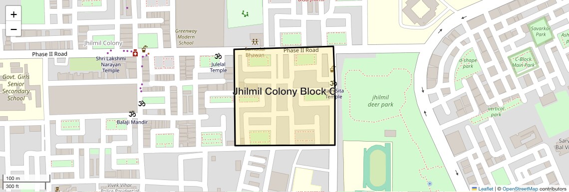 Location Map of Jhilmil Colony Block C, Delhi