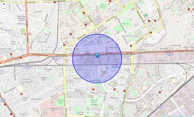 Location Map of Jhilmil Industrial Area