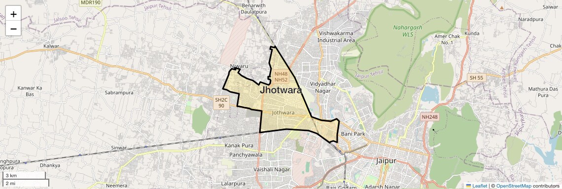 Location Map of Jhotwara, Jaipur