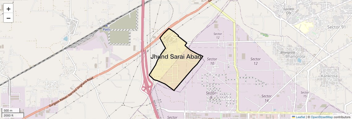 Location Map of Jhund Sarai Abad, Gurgaon