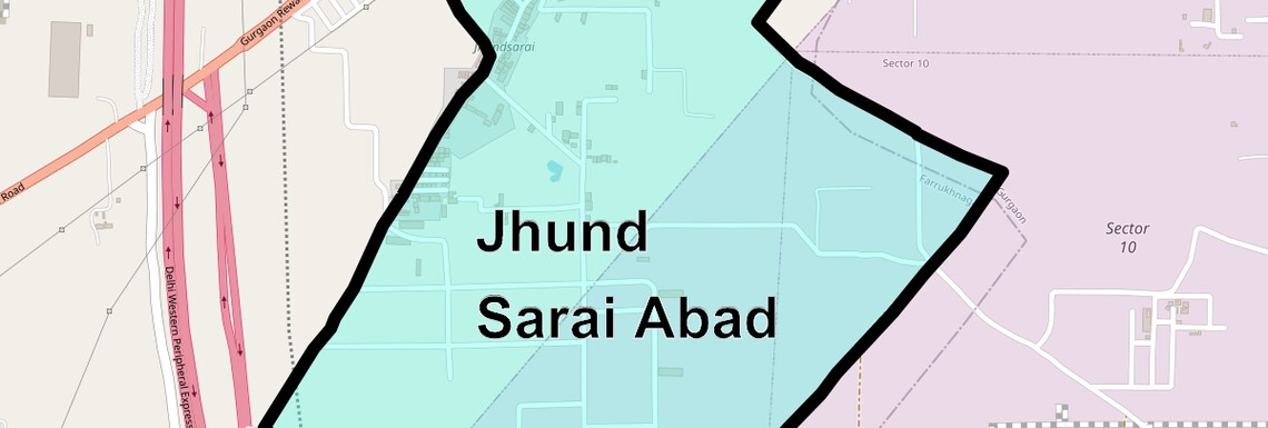 Location Map of Jhund Sarai Abad, Gurgaon