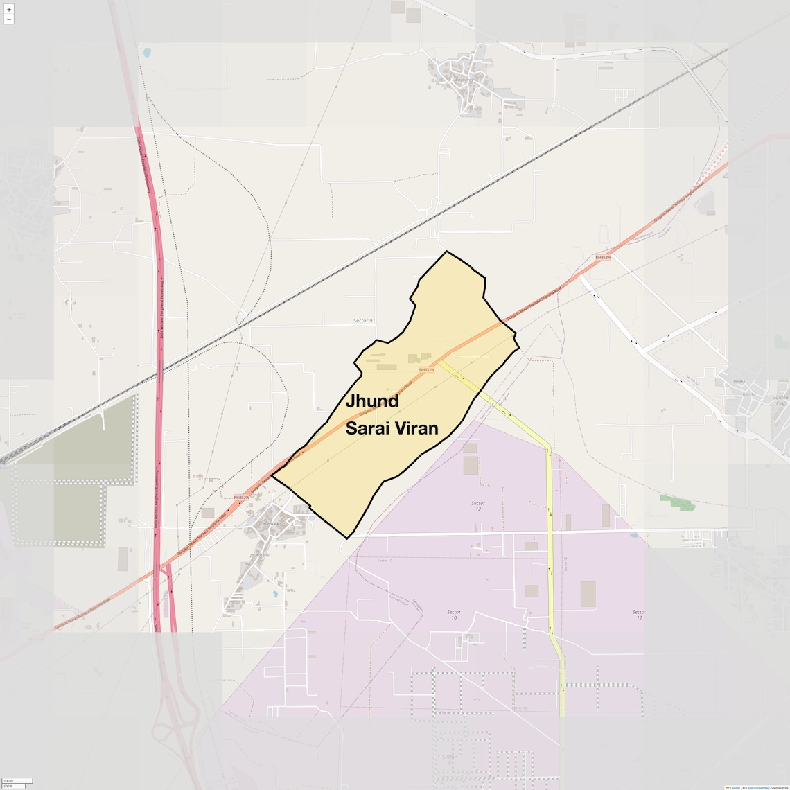 Location Map of Jhund Sarai Viran, Gurgaon