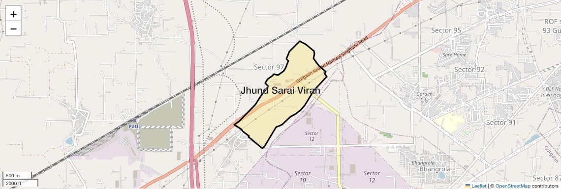 Location Map of Jhund Sarai Viran, Gurgaon