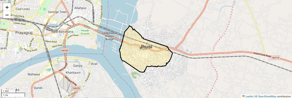 Location Map of Jhusi, Allahabad