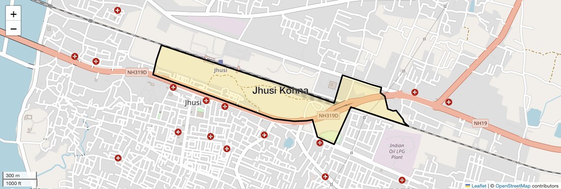 Location Map of Jhusi Kohna, Allahabad