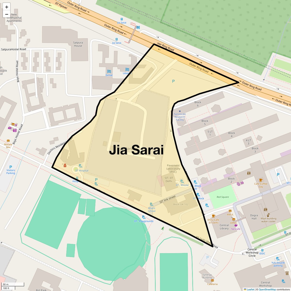 Location Map of Jia Sarai, Delhi