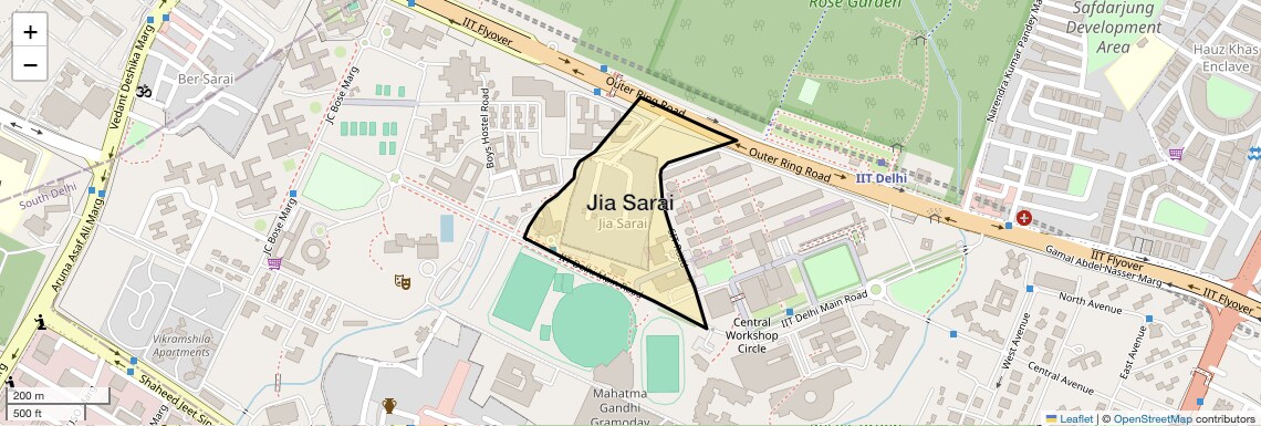 Location Map of Jia Sarai, Delhi