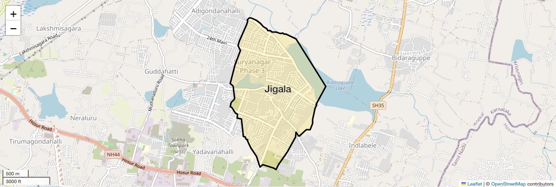 Location Map of Jigala, Bangalore