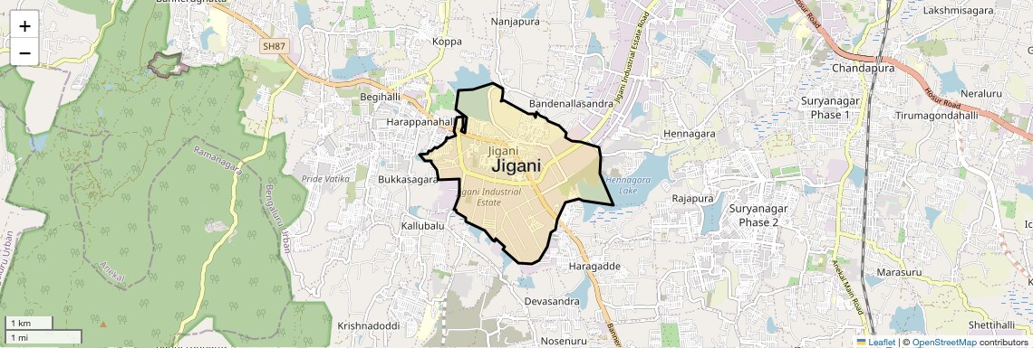 Location Map of Jigani,Bangalore