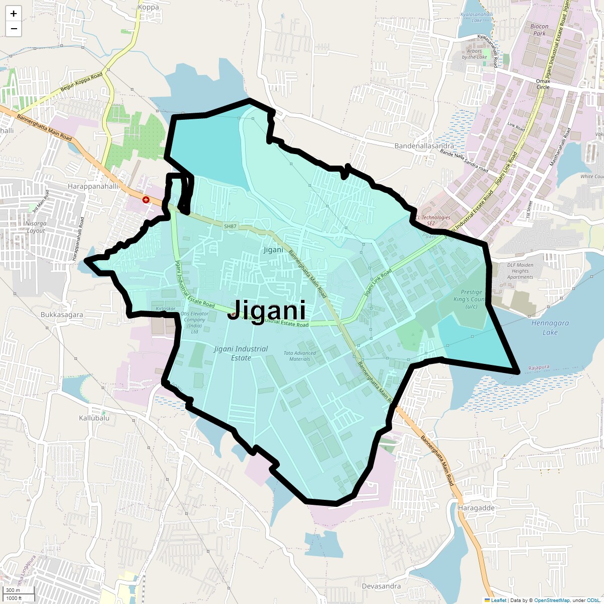 Location Map of Jigani,Bangalore