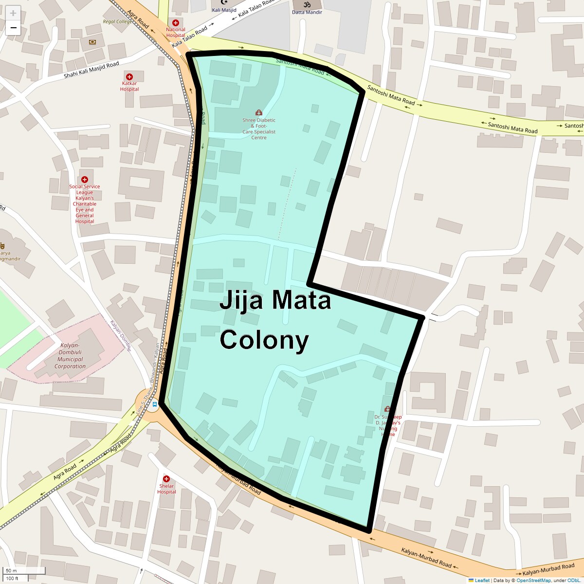 Location Map of Jija Mata Colony, Thane