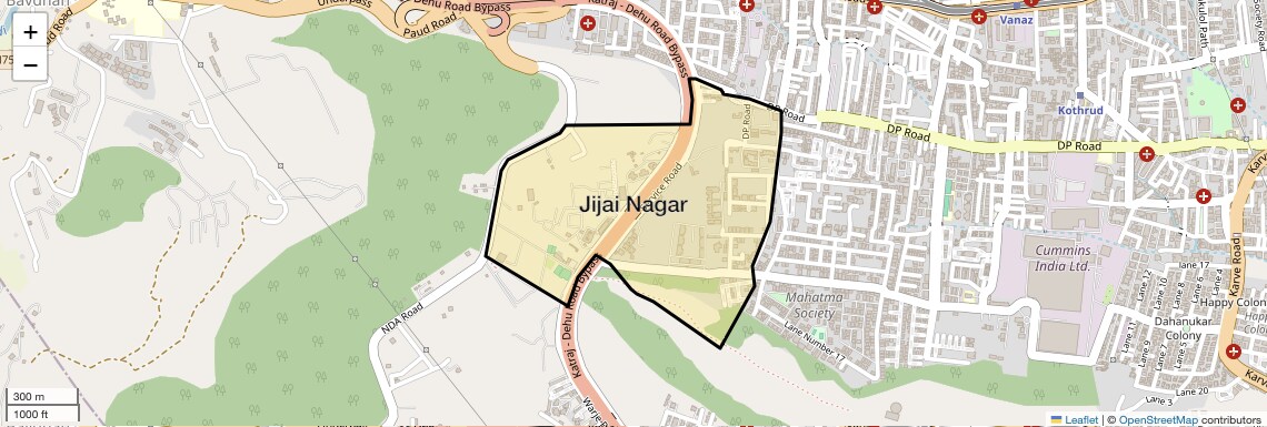 Location Map of Jijai Nagar, Pune