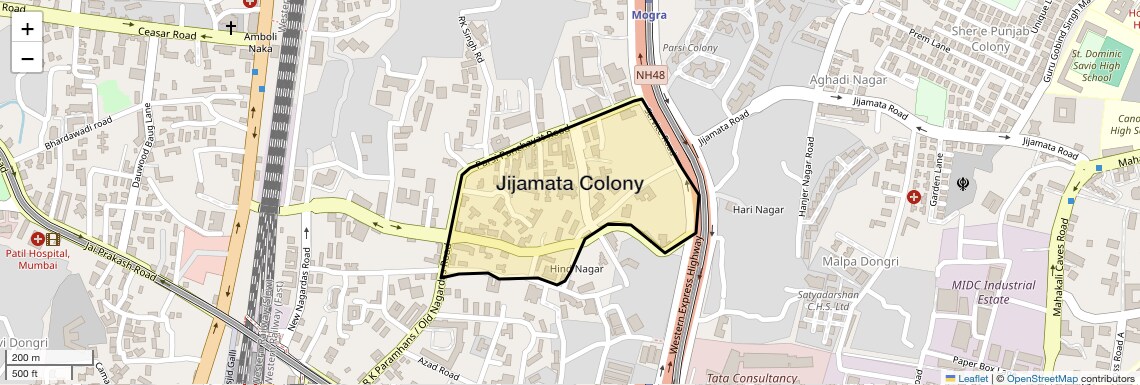 Location Map of Jijamata Colony, Mumbai