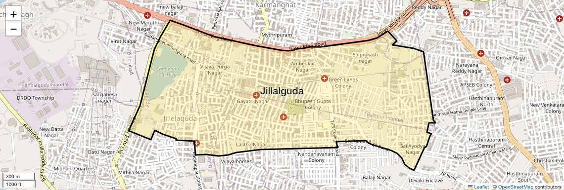 Location Map of Jillalguda, Hyderabad