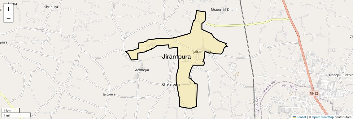 Location Map of Jirampura, Jaipur