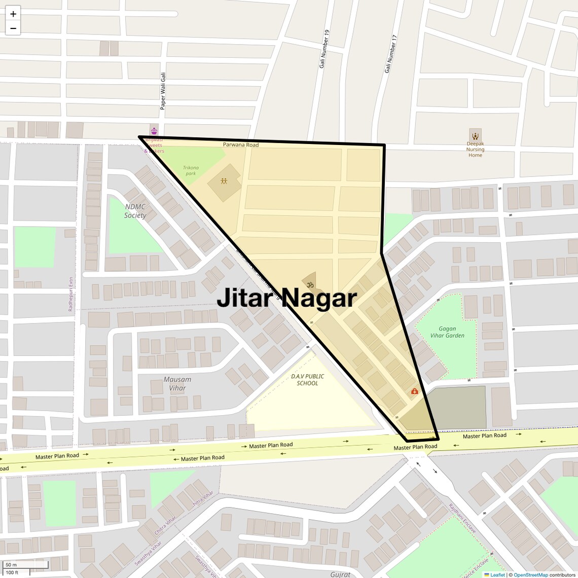 Location Map of Jitar Nagar, Delhi