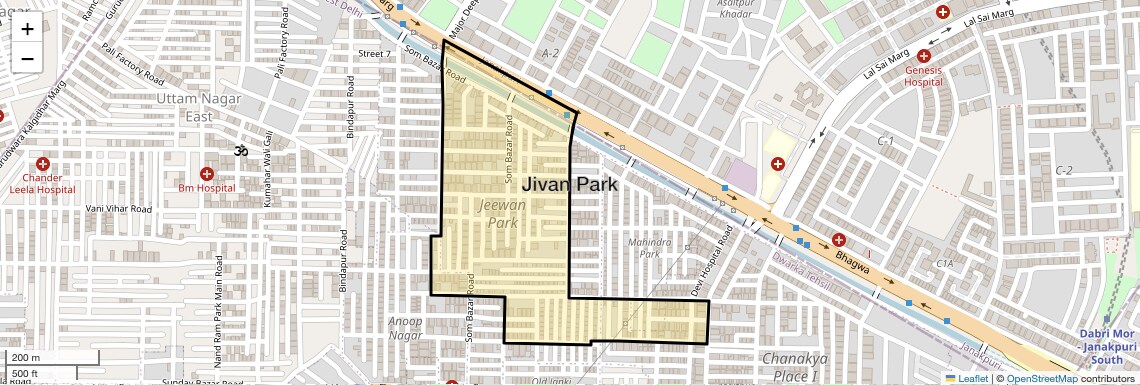 Location Map of Jivan Park, Delhi