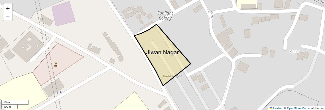 Location Map of Jiwan Nagar, Delhi