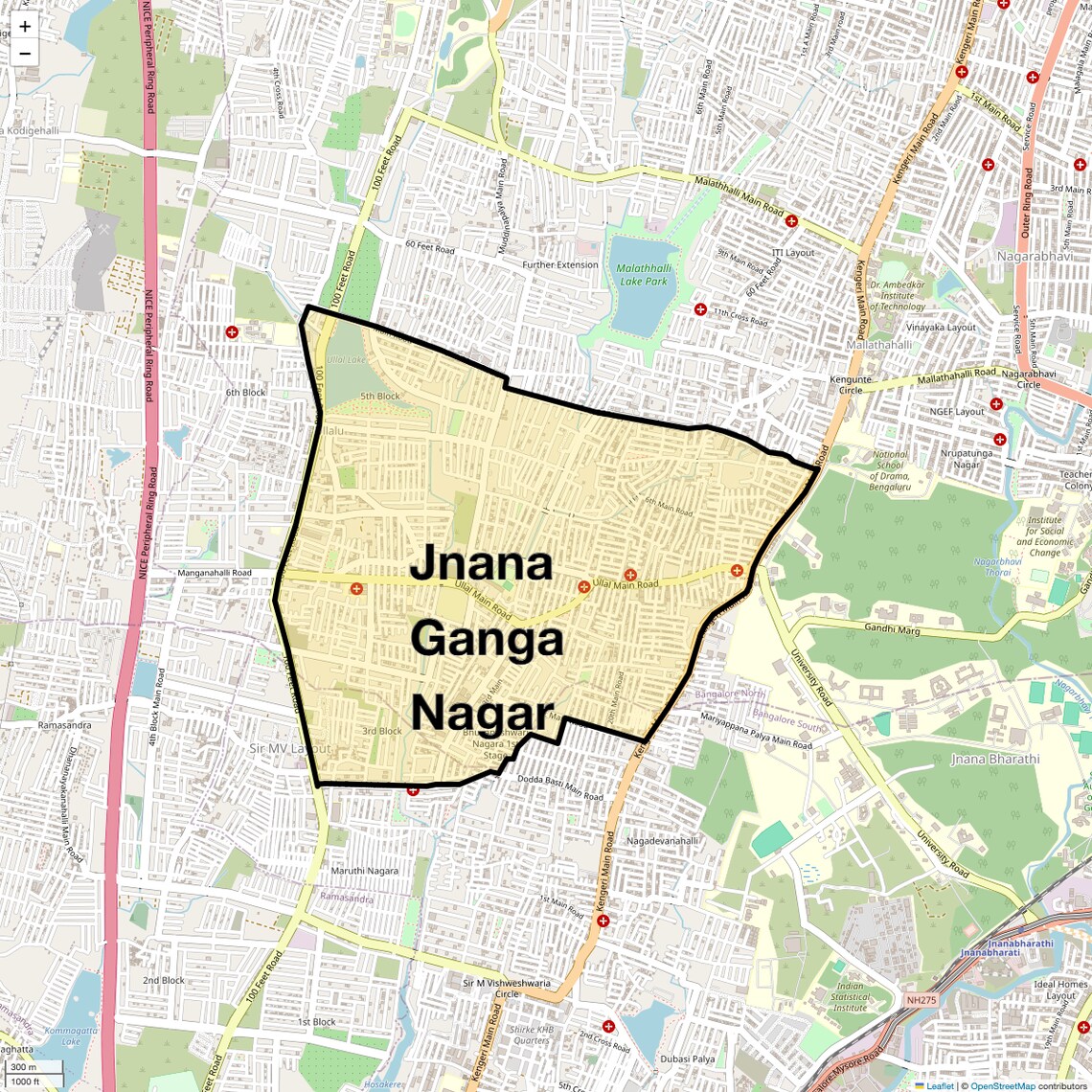 Location Map of Jnana Ganga Nagar, Bangalore