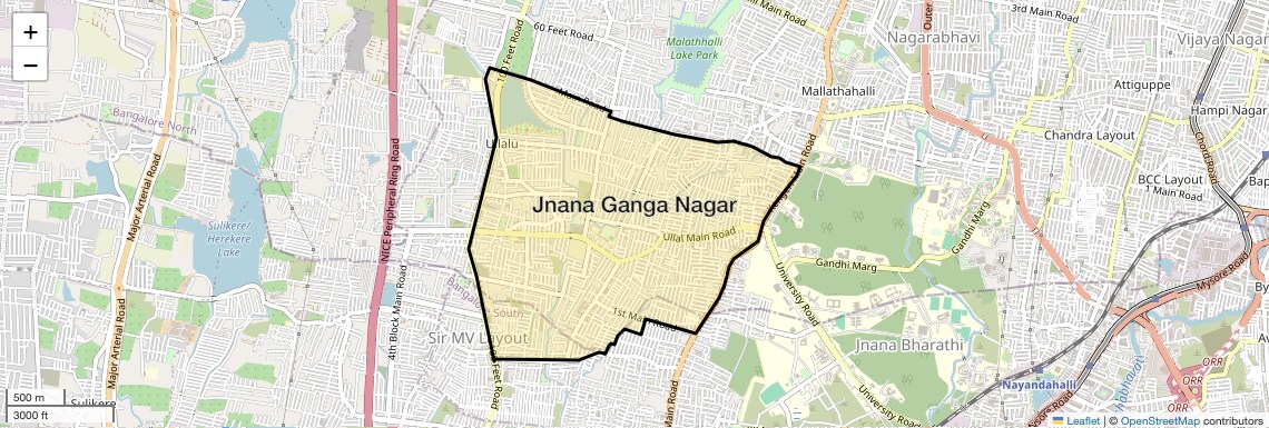 Location Map of Jnana Ganga Nagar, Bangalore