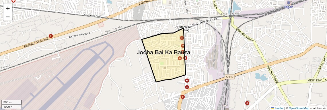 Location Map of Jodha Bai ka Rauza, Agra
