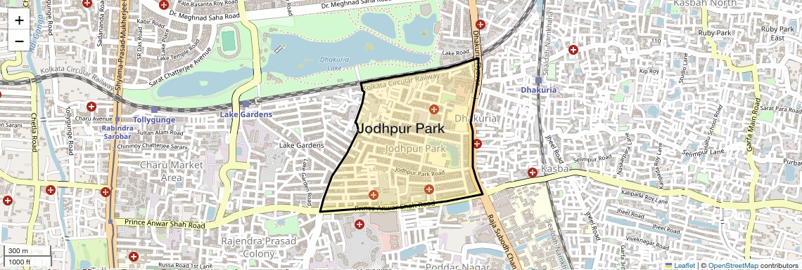 Location Map of Jodhpur Park, Kolkata