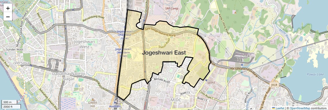 Location Map of Jogeshwari East, Mumbai