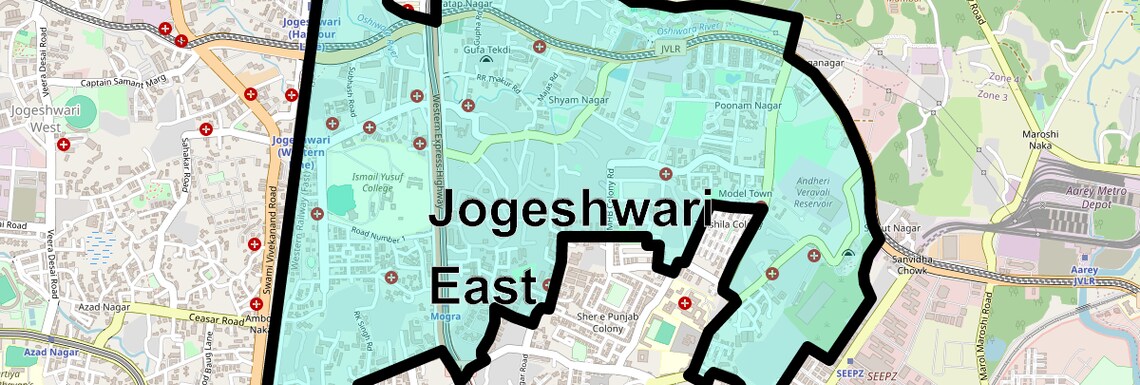 Location Map of Jogeshwari East, Mumbai