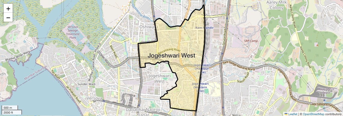 Location Map of Jogeshwari West, Mumbai