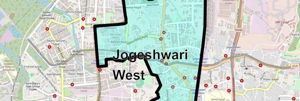 Location Map of Jogeshwari West, Mumbai