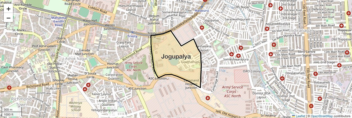 Location Map of Jogupalya, Bangalore