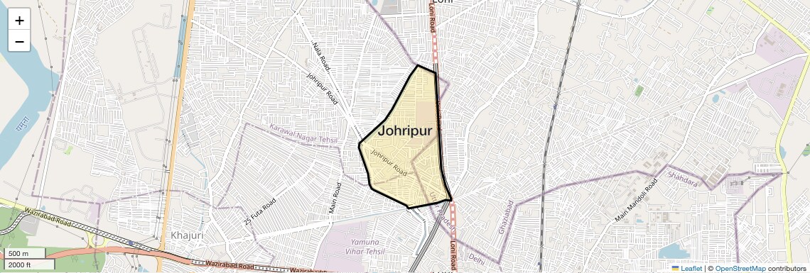 Location Map of Johripur, Delhi
