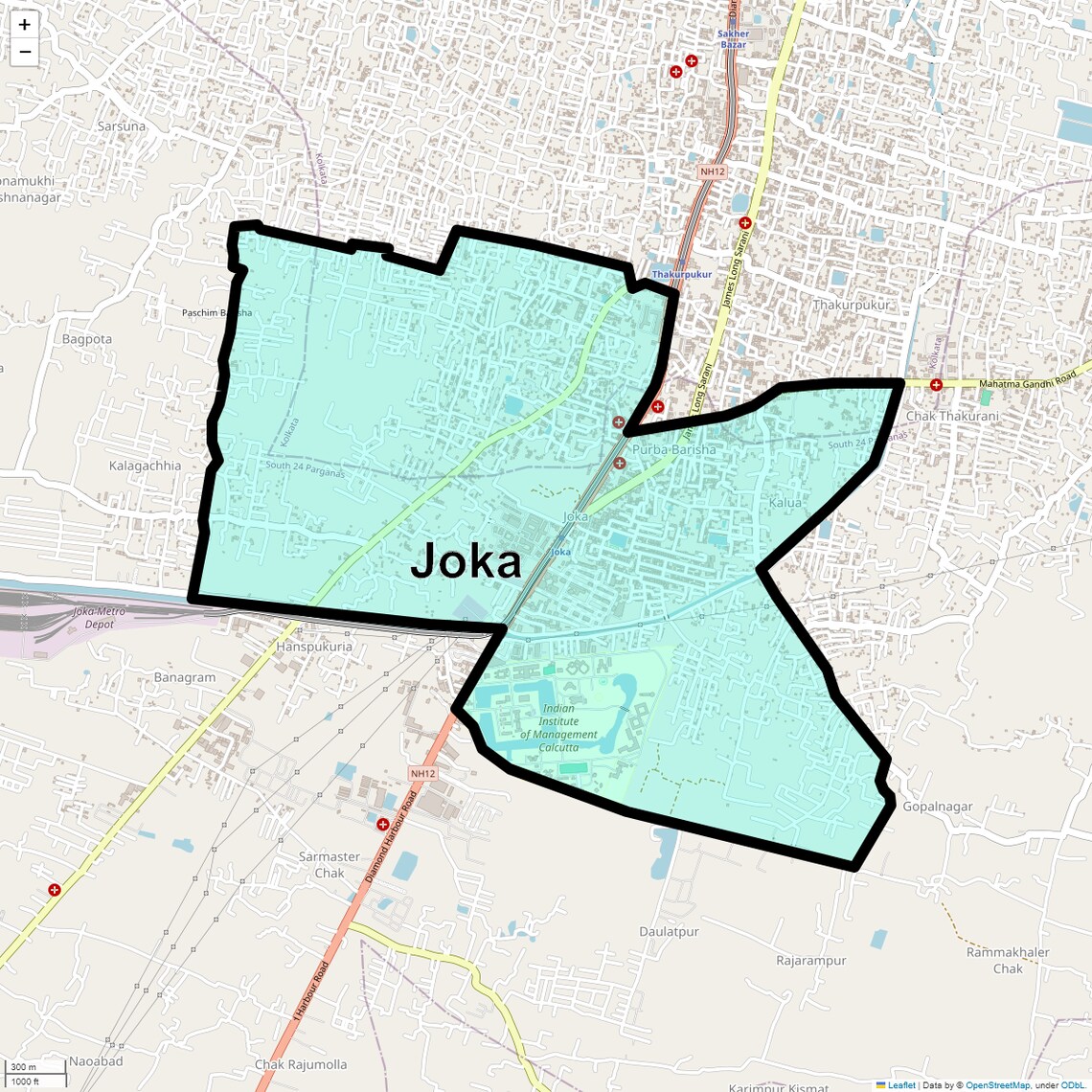 Location Map of Joka, Kolkata