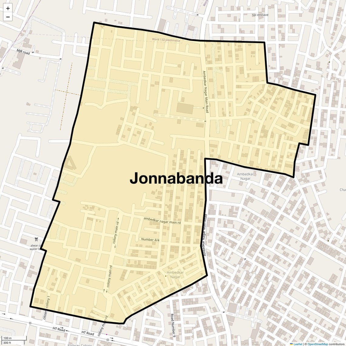 Location Map of Jonnabanda, Hyderabad