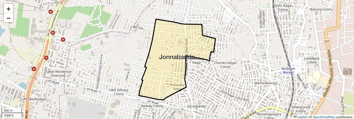 Location Map of Jonnabanda, Hyderabad