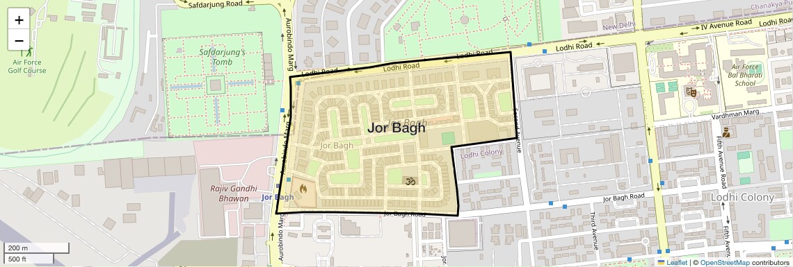 Location Map of Jor Bagh, Delhi