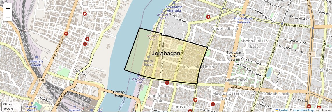 Location Map of Jorabagan, Kolkata