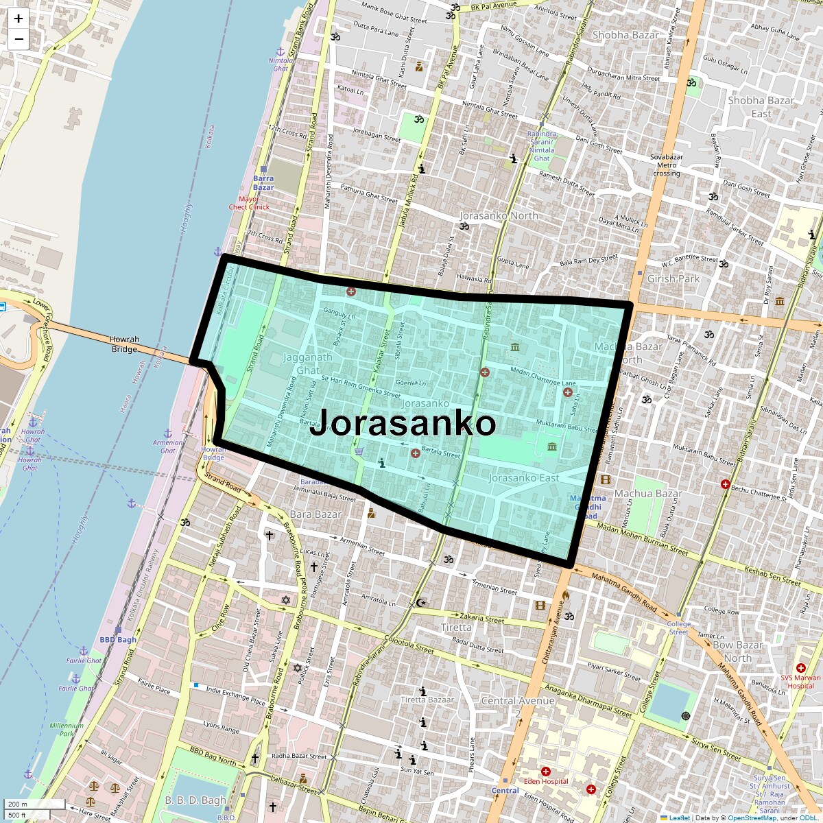 Location Map of Jorasanko, Kolkata