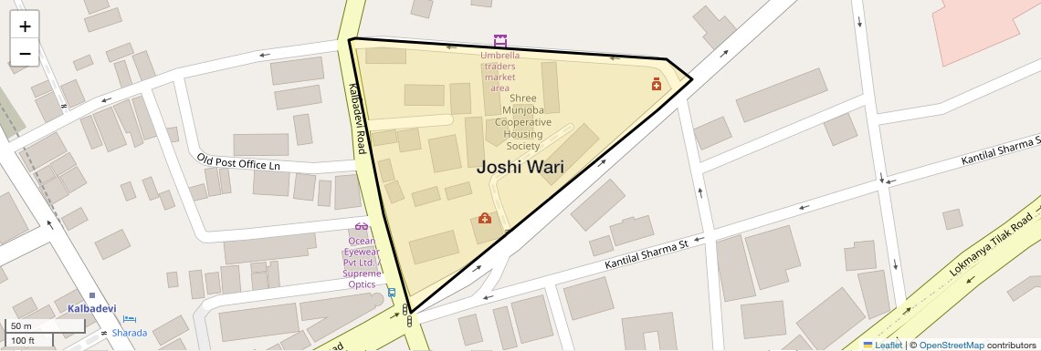 Location Map of Joshi Wari, Mumbai