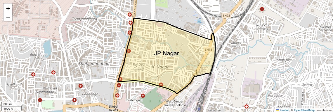 Location Map of JP Nagar, Bhopal
