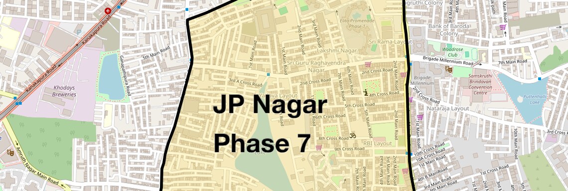 Location Map of JP Nagar Phase 7, Bangalore