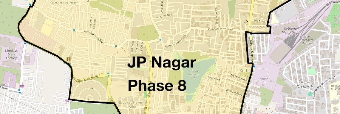 Location Map of JP Nagar Phase 8, Bangalore