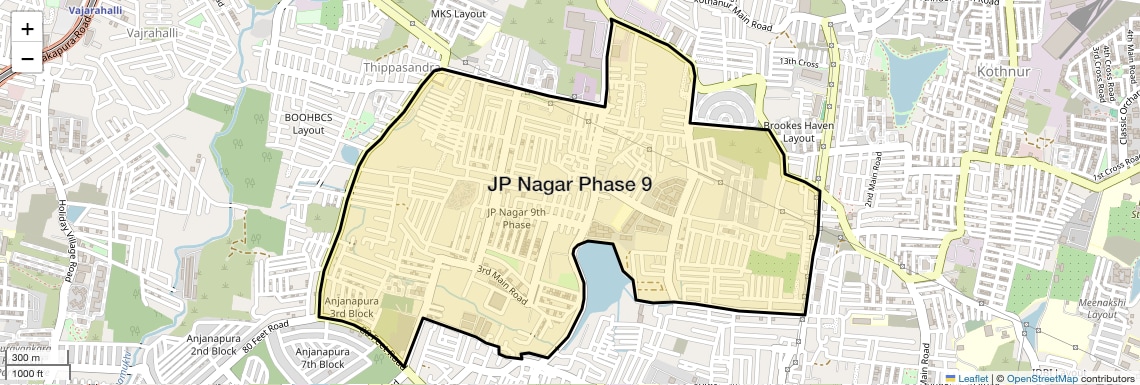 Location Map of JP Nagar Phase 9, Bangalore