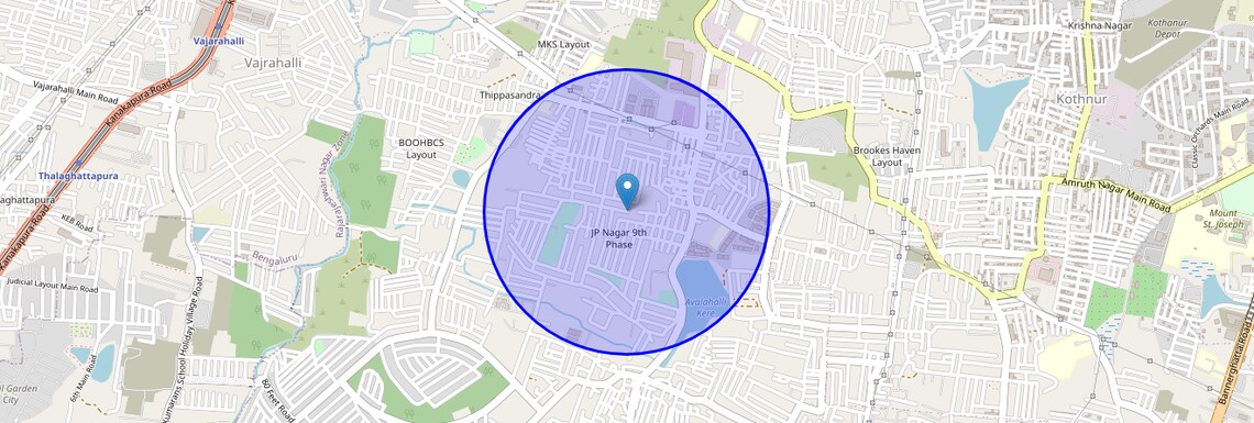 Location Map of JP Nagar Phase 9, Bangalore