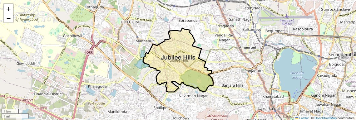 Location Map of Jubilee Hills, Hyderabad