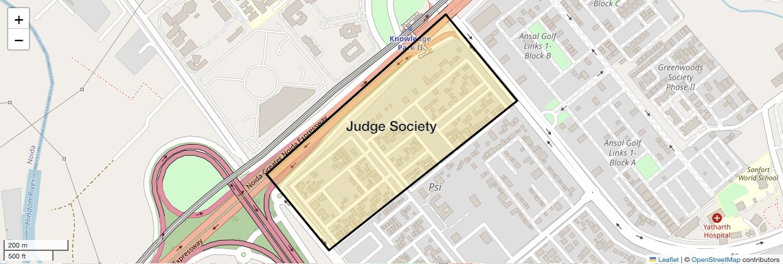 Location Map of Judge Society, Greater Noida
