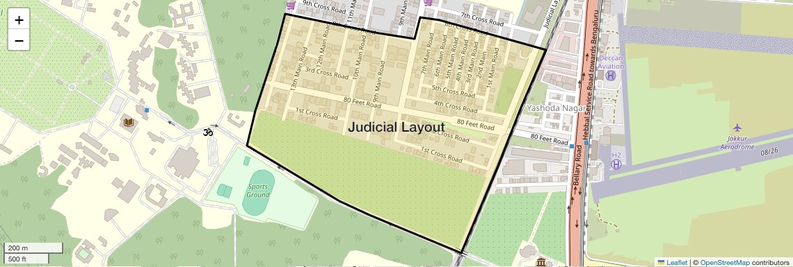 Location Map of Judicial Layout, Bangalore