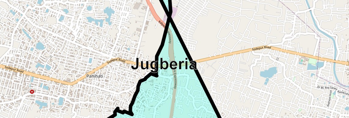 Location Map of Jugberia, Kolkata