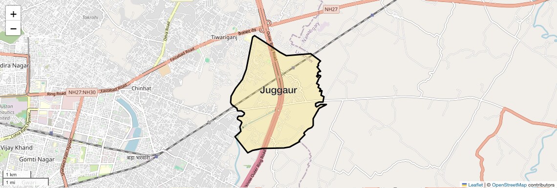 Location Map of Juggaur, Lucknow